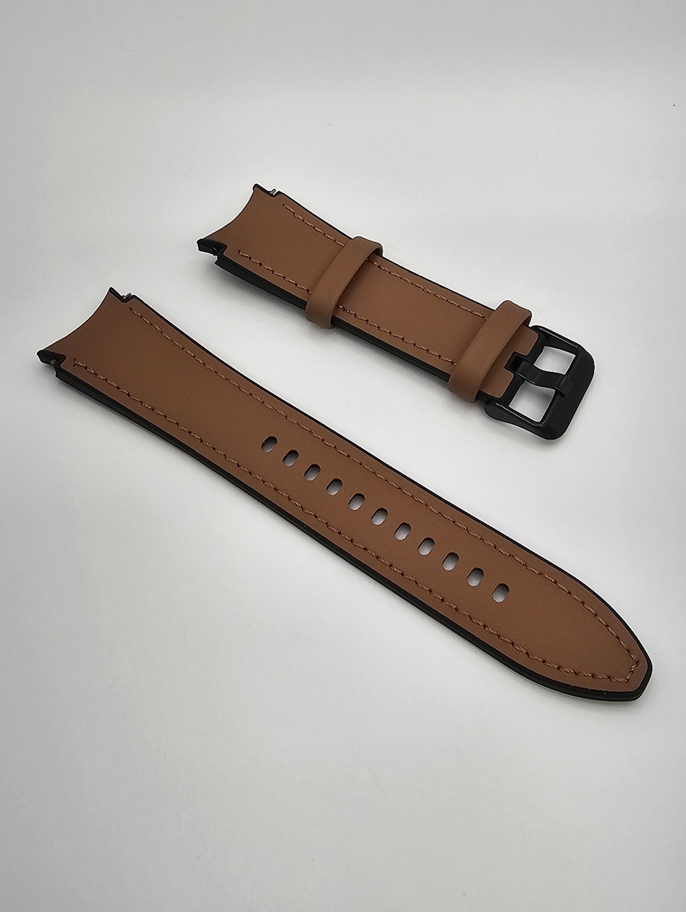 Samsung Galaxy Watch 4 Classic Brown Leather Watch Strap with Black Buckle